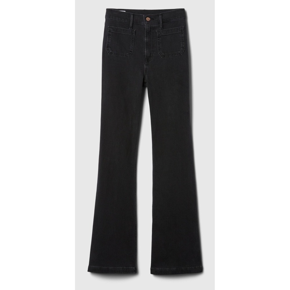 GAP Women's High Rise '70s Flare Stretch Jeans - Black #570424 - Size 30/10 Tall